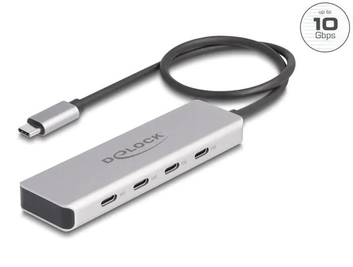 DeLOCK USB 10 Gbps USB Type-C™ Hub with 4 x USB Type-C™ female ryhmässä TIETOKOONET & TARVIKKEET / Tietokonetarvikkeet / USB-telakat @ TP E-commerce Nordic AB (C70542)