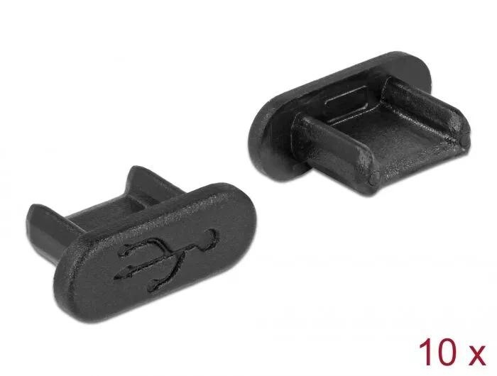 DeLOCK Dust Cover for USB 2.0 Micro-B female grip 10 pieces black ryhmässä TIETOKOONET & TARVIKKEET / Kaapelit & Sovittimet / USB / Micro-USB / Sovittimet @ TP E-commerce Nordic AB (C70543)