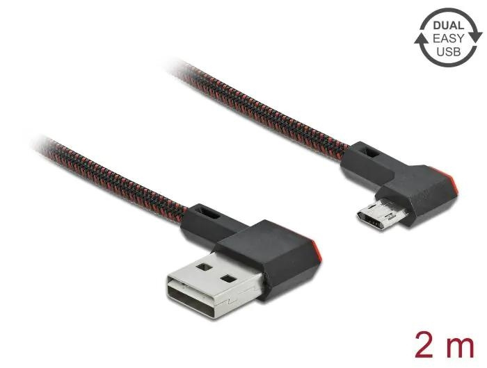 DeLOCK EASY-USB 2.0 Type-A male to EASY-USB Micro-B male 2 m ryhmässä TIETOKOONET & TARVIKKEET / Kaapelit & Sovittimet / USB / USB-A / Kaapelit @ TP E-commerce Nordic AB (C70553)