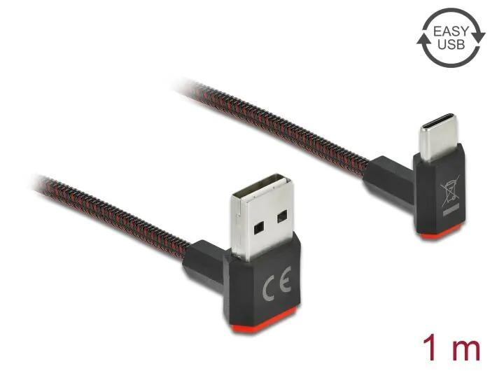 DeLOCK EASY-USB 2.0 Type-A male to USB Type-C™ male up / down 1 m ryhmässä TIETOKOONET & TARVIKKEET / Kaapelit & Sovittimet / USB / USB-A / Kaapelit @ TP E-commerce Nordic AB (C70554)