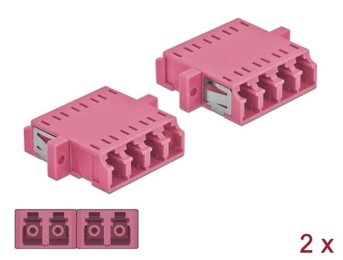 DeLOCK Optical Fiber Coupler LC Quad f to LC Quad f MM 2 pcs ryhmässä TIETOKOONET & TARVIKKEET / Kaapelit & Sovittimet / Verkko / Sovittimet & Liittimet @ TP E-commerce Nordic AB (C70560)