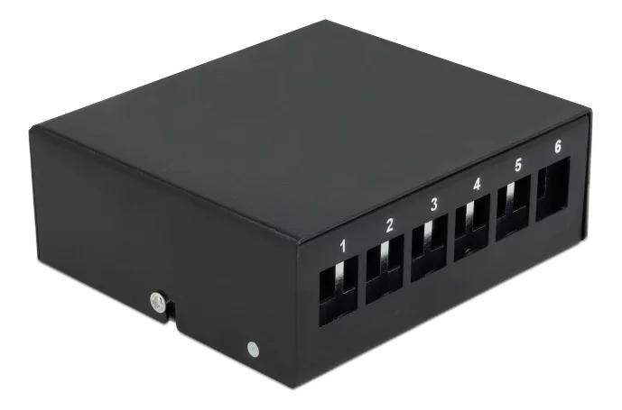 DeLOCK Keystone Patch Panel 6 Port black ryhmässä TIETOKOONET & TARVIKKEET / Kaapelit & Sovittimet / Verkko / Sovittimet & Liittimet @ TP E-commerce Nordic AB (C70582)