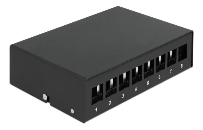 DeLOCK Keystone Patch Panel 8 Port black ryhmässä TIETOKOONET & TARVIKKEET / Kaapelit & Sovittimet / Verkko / Sovittimet & Liittimet @ TP E-commerce Nordic AB (C70583)