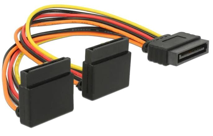 DeLOCK Cable SATA 15 pin power plug w/ latching function>2xSATA ryhmässä TIETOKOONET & TARVIKKEET / Kaapelit & Sovittimet / Sisäinen / SATA @ TP E-commerce Nordic AB (C70586)