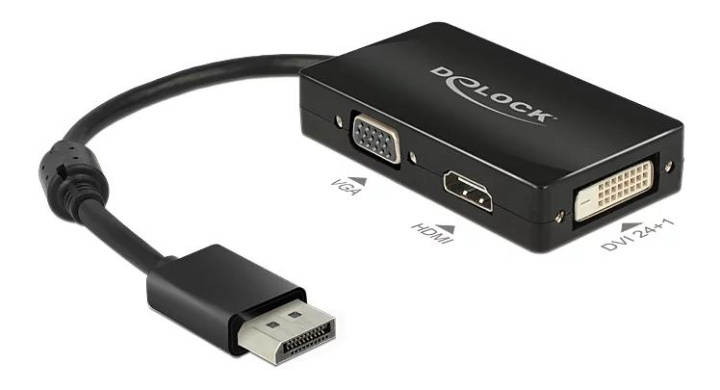 DeLOCK DisplayPort to HDMI/VGA/DVI adapter, 1920x1200 in 60Hz ryhmässä TIETOKOONET & TARVIKKEET / Kaapelit & Sovittimet / DisplayPort / Sovittimet @ TP E-commerce Nordic AB (C70602)