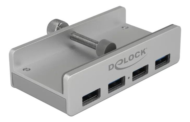 DeLOCK External USB 3.0 4 Port Hub with Locking Screw, silver ryhmässä TIETOKOONET & TARVIKKEET / Tietokonetarvikkeet / USB-telakat @ TP E-commerce Nordic AB (C70618)