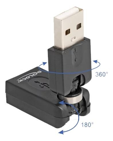 DeLOCK Rotation adapter USB 2.0-A male to female ryhmässä TIETOKOONET & TARVIKKEET / Kaapelit & Sovittimet / USB / USB-A / Sovittimet @ TP E-commerce Nordic AB (C70622)