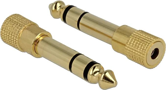 DeLOCK Adapter Stereo plug 6.35 mm > Stereo jack 3.5 mm 3 pin metal ryhmässä KODINELEKTRONIIKKA / Kaapelit & Sovittimet / Analoginen ääni / Sovittimet @ TP E-commerce Nordic AB (C70626)