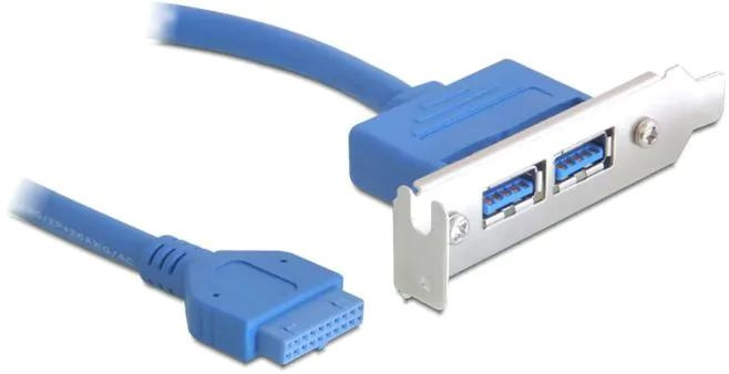 DeLOCK Slot bracket 1x19pin USB 3.0 pin header fe intern>2xUSB 3 ryhmässä TIETOKOONET & TARVIKKEET / Tietokoneen komponentit @ TP E-commerce Nordic AB (C70674)