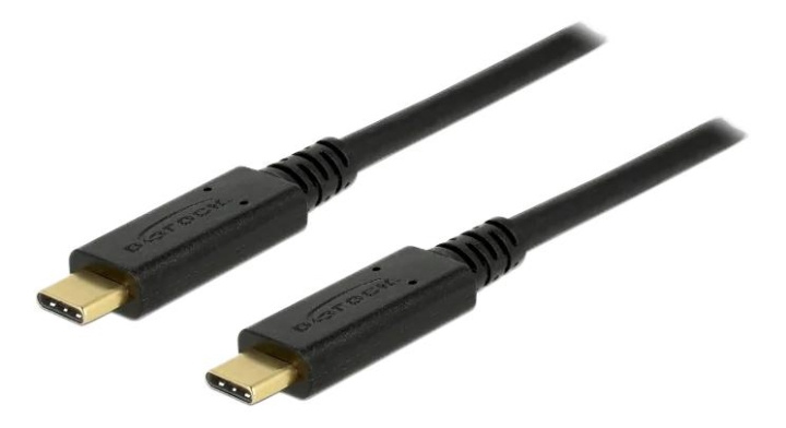 DeLOCK USB 2.0 USB-C to USB-C cable, 5A, E-Marker, 1m, black ryhmässä TIETOKOONET & TARVIKKEET / Kaapelit & Sovittimet / USB / USB-C @ TP E-commerce Nordic AB (C70676)