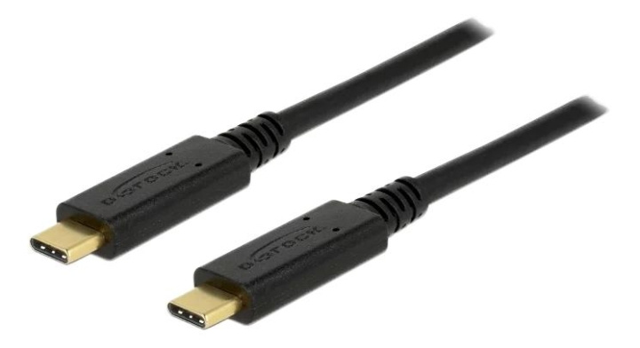 DeLOCK USB 3.1 Gen 2 USB-C to USB-C cable, 3A, E-Marker, 1m, black ryhmässä TIETOKOONET & TARVIKKEET / Kaapelit & Sovittimet / USB / USB-C @ TP E-commerce Nordic AB (C70686)