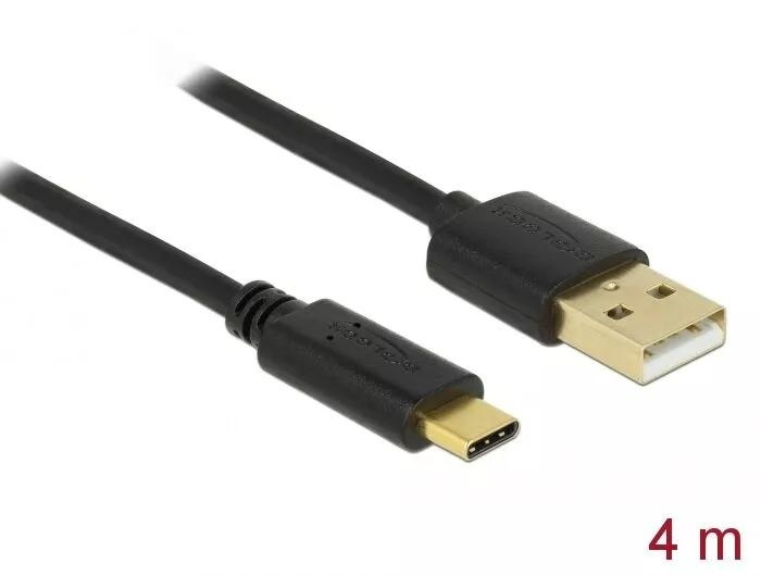 DeLOCK USB 2.0 cable Type-A to Type-C 4 m ryhmässä TIETOKOONET & TARVIKKEET / Kaapelit & Sovittimet / USB / USB-C @ TP E-commerce Nordic AB (C70688)