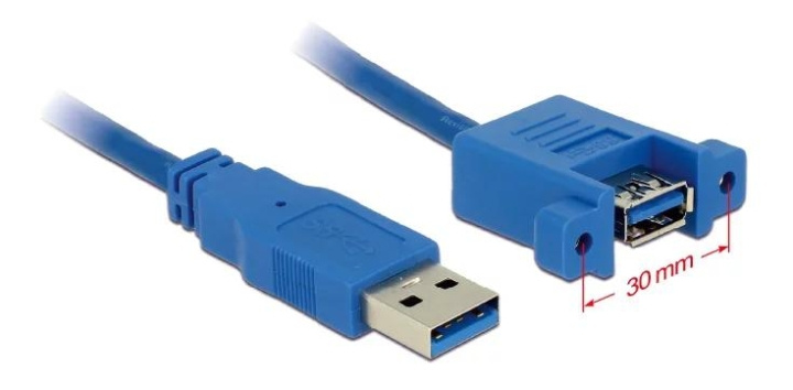 DeLOCK Cable USB 3.0 Type-A male>USB 3.0 Type-A fe panel-mount 1m ryhmässä TIETOKOONET & TARVIKKEET / Kaapelit & Sovittimet / USB / USB-A / Kaapelit @ TP E-commerce Nordic AB (C70699)