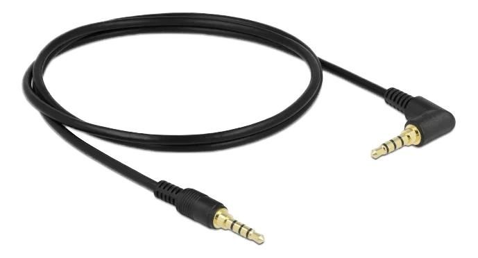 DeLOCK Stereo jack cable 3.5 mm 4 pin male > male angled 1 m black ryhmässä KODINELEKTRONIIKKA / Kaapelit & Sovittimet / Analoginen ääni / 3.5 mm @ TP E-commerce Nordic AB (C70711)