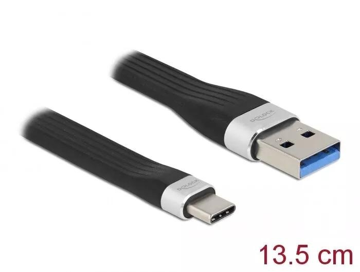 DeLOCK USB 3.2 Gen1 FPC Flat Ribbon Cable USB A>USB C 13.5cm PD 3A ryhmässä TIETOKOONET & TARVIKKEET / Kaapelit & Sovittimet / USB / USB-C @ TP E-commerce Nordic AB (C70713)