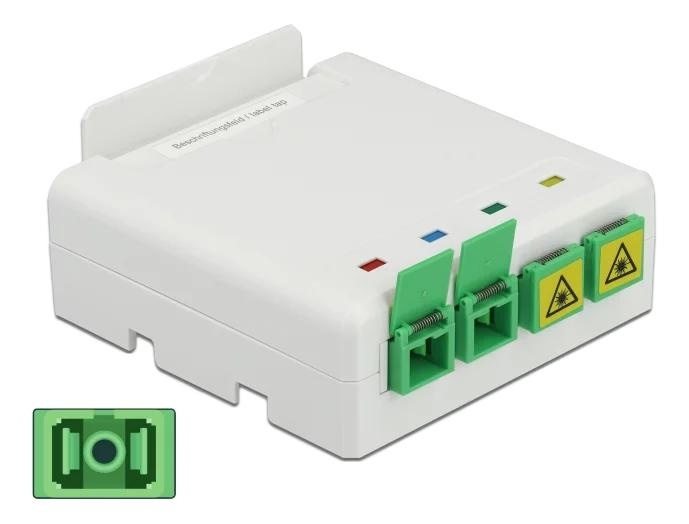 DeLOCK Optical Fiber Connection Box DIN Rail 4xSC Simplex LC Duplex ryhmässä TIETOKOONET & TARVIKKEET / Kaapelit & Sovittimet / Verkko / Sovittimet & Liittimet @ TP E-commerce Nordic AB (C70728)