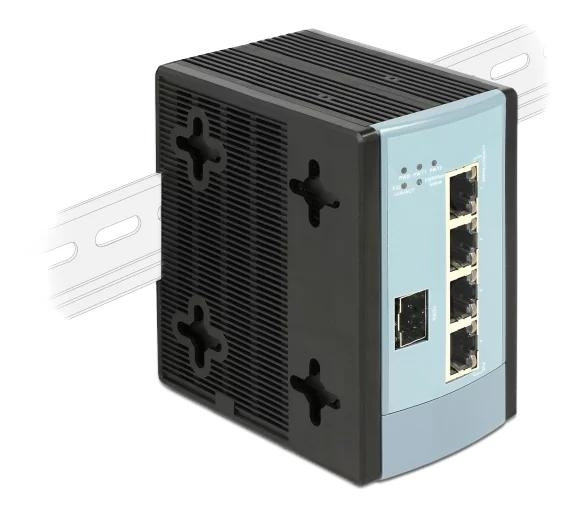 DeLOCK Gigabit Ethernet Switch 4 Port + 1 SFP DIN-rail mounting ryhmässä TIETOKOONET & TARVIKKEET / Verkko / Kytkimet / 10/100/1000Mbps @ TP E-commerce Nordic AB (C70779)