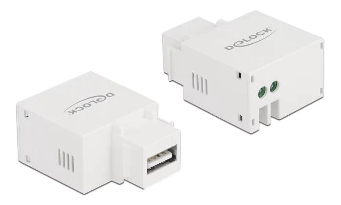 DeLOCK Keystone Module USB Type-A Charging Port 2.1 A white ryhmässä TIETOKOONET & TARVIKKEET / Kaapelit & Sovittimet / Verkko / Sovittimet & Liittimet @ TP E-commerce Nordic AB (C70781)