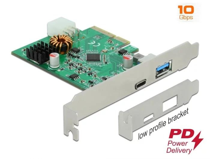 DeLOCK PCI Express x4 Card>1xext USB TypeC PD + 1xext USB TypeA ryhmässä TIETOKOONET & TARVIKKEET / Verkko / Verkkokortti / PCI Express @ TP E-commerce Nordic AB (C70787)