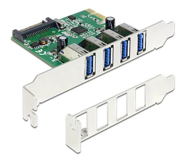 DeLOCK PCI Express Card > 4 x USB 3.0, USB adapter, PCIe 2.0 ryhmässä TIETOKOONET & TARVIKKEET / Verkko / Verkkokortti / PCI Express @ TP E-commerce Nordic AB (C70788)