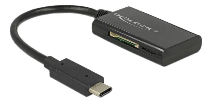 DeLOCK USB 3.1 Gen 1 Card Reader, USB-C male, 4 Slots, black ryhmässä KODINELEKTRONIIKKA / Tallennusvälineet / Kortinlukijat @ TP E-commerce Nordic AB (C70793)