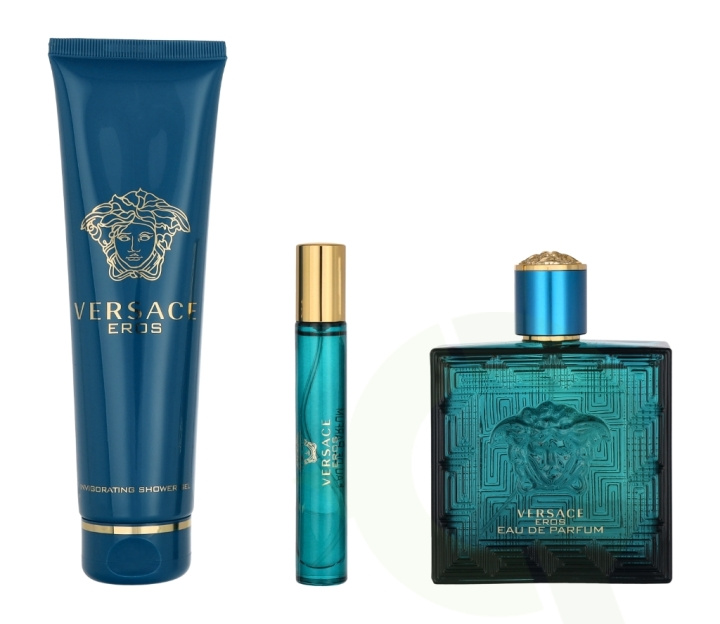 Versace Eros Pour Homme Giftset 260 ml Edp Spray 100ml/Shower Gel 150ml/Edp Spray 10ml ryhmässä KAUNEUS JA TERVEYS / Lahjapakkaukset / Miesten lahjapakkaukset @ TP E-commerce Nordic AB (C70945)