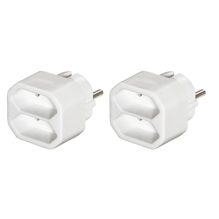 Hama Socket 2-way Adapter Double Pack White ryhmässä KOTI, TALOUS JA PUUTARHA / Sähkö & Valaistus / Jatkojohdot @ TP E-commerce Nordic AB (C71151)