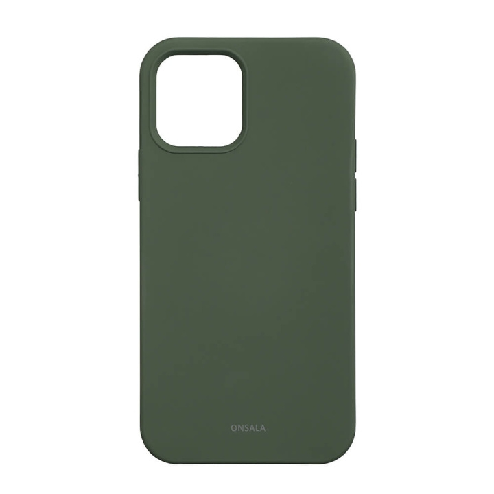 Onsala Backcover Sil Touch iPhone 12/12 Pro Olive Green ryhmässä ÄLYPUHELIMET JA TABLETIT / Puhelimen suojakotelo / Apple / iPhone 12 / Kuoret @ TP E-commerce Nordic AB (C71192)