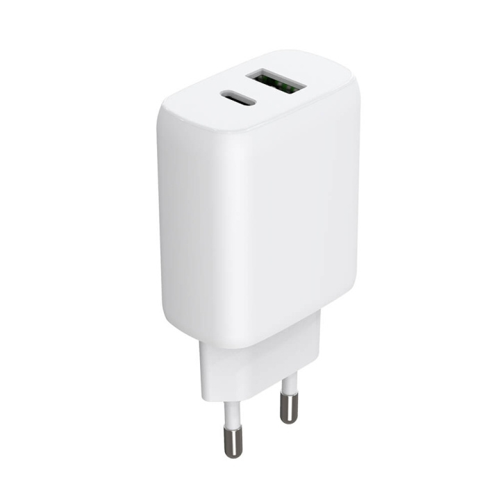 GEAR Charger 220V 1xUSB-C + 1xUSB-A PD/PPS 30W + 18W QC White ryhmässä ÄLYPUHELIMET JA TABLETIT / Laturit & Kaapelit / Seinälaturi / Seinälaturi USB @ TP E-commerce Nordic AB (C71366)