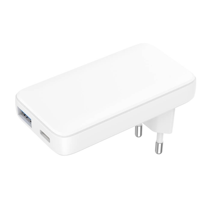 Gear Laturi 220V 1xUSB-C+1xUSB-A PD/PPS 36W+QC 18W GaN valkoinen ryhmässä ÄLYPUHELIMET JA TABLETIT / Laturit & Kaapelit / Seinälaturi / Seinälaturi Type C @ TP E-commerce Nordic AB (C71369)