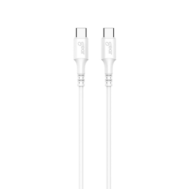 GEAR Cable USB-C to USB-C 2.0 0.5m Cable White ryhmässä ÄLYPUHELIMET JA TABLETIT / Laturit & Kaapelit / Kaapelit / Tyyppi C -kaapelit @ TP E-commerce Nordic AB (C71400)