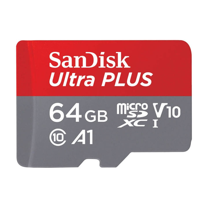 SanDisk MicroSDXC Ultra Plus 64GB 150MB/s A1 C10 UHS-1 ryhmässä KODINELEKTRONIIKKA / Tallennusvälineet / Muistikortit / MicroSD/HC/XC @ TP E-commerce Nordic AB (C71480)