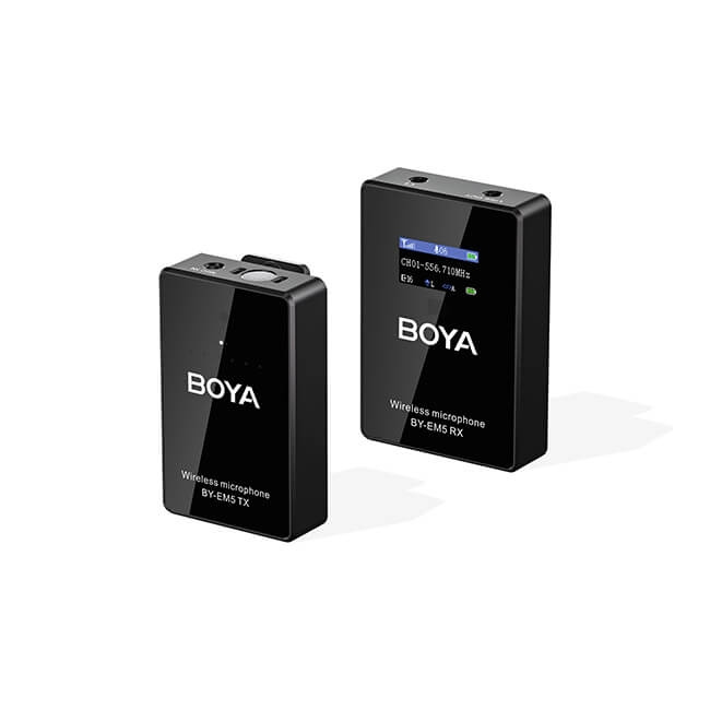 BOYA Wireless UHF Microphone x1 BY-EM5-K1 ryhmässä KODINELEKTRONIIKKA / Ääni & Kuva / Kädessä pidettävät mikrofonit @ TP E-commerce Nordic AB (C71527)