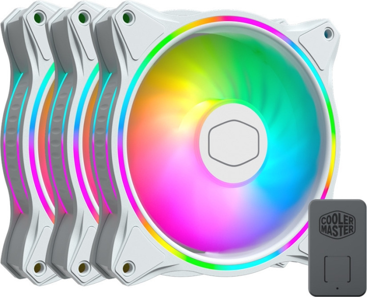 Cooler Master MasterFan MF120 Halo White Edition 3 in 1 PWM -tuuletinpakkaus, 120 mm, valkoinen, 3-pack ryhmässä TIETOKOONET & TARVIKKEET / Tietokoneen komponentit / Jäähdytys / Alustan puhaltimet @ TP E-commerce Nordic AB (C71698)