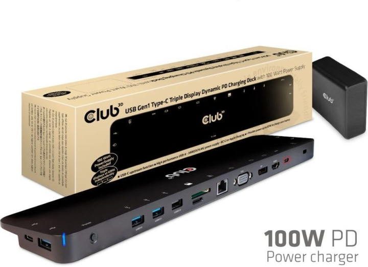 Club 3D USB Type-C Triple Display 100W -telakointiasema ryhmässä TIETOKOONET & TARVIKKEET / Kannettavat tietokoneet & tarvikkeet / Telakka @ TP E-commerce Nordic AB (C71773)