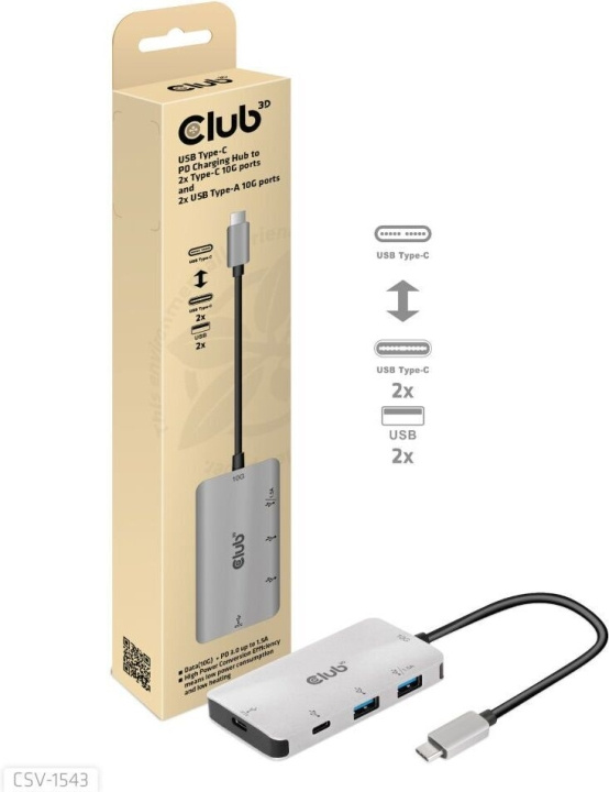 Club 3D Type-C PD Charging Hub -hubi ryhmässä TIETOKOONET & TARVIKKEET / Kannettavat tietokoneet & tarvikkeet / Telakka @ TP E-commerce Nordic AB (C71790)