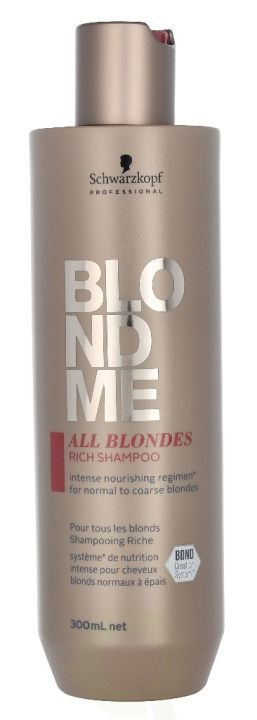 Schwarzkopf Blond Me All Blondes Rich Shampoo 300 ml For Normal Coarse Blondes ryhmässä KAUNEUS JA TERVEYS / Hiukset &Stailaus / Hiustenhoito / Shampoo @ TP E-commerce Nordic AB (C73847)