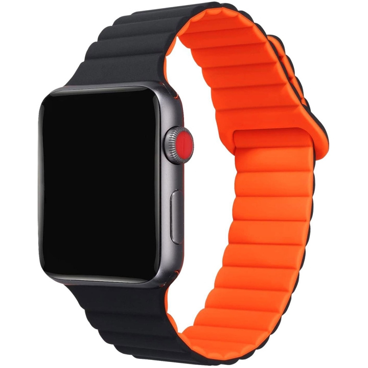 Celly Armband till Apple Watch 42/44/45mm Magnetiskt Svart/Orange ryhmässä ÄLYPUHELIMET JA TABLETIT / Urheilu, koti ja vapaa-aika / Apple Watch & tarvikkeet / Tarvikkeet @ TP E-commerce Nordic AB (C74702)