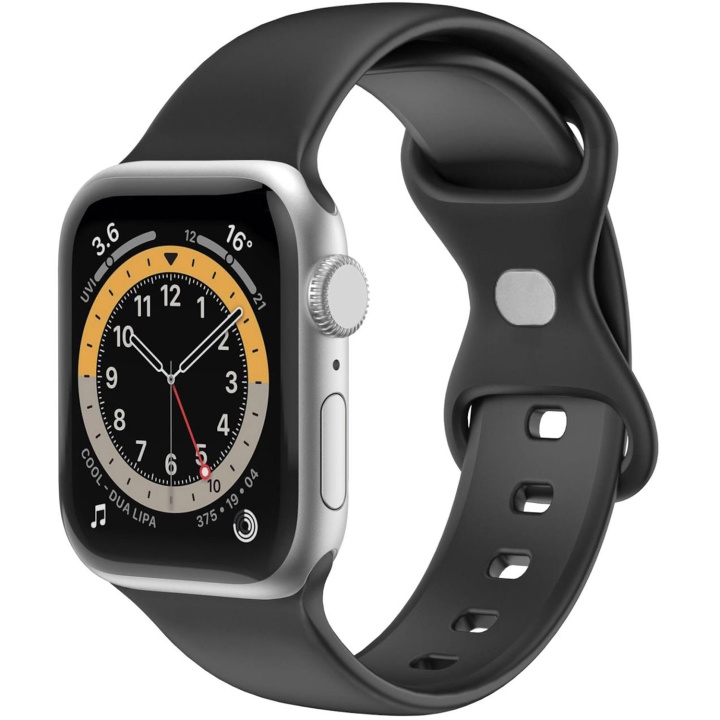 Celly Armband till Apple Watch 42/44/45mm Silikon Svart ryhmässä ÄLYPUHELIMET JA TABLETIT / Urheilu, koti ja vapaa-aika / Apple Watch & tarvikkeet / Tarvikkeet @ TP E-commerce Nordic AB (C74709)