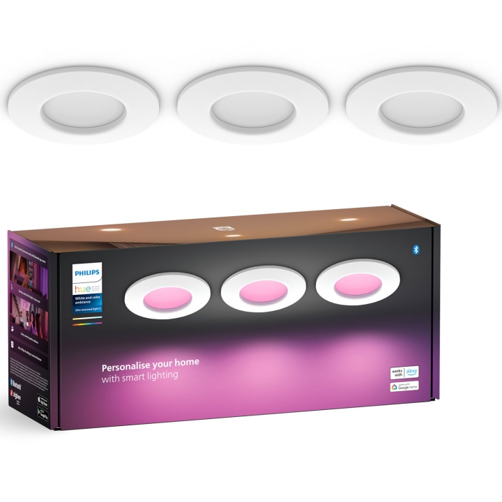 Philips Hue Slim Downlight S 90mm White and Color Ambiance Vit 3-pack ryhmässä KODINELEKTRONIIKKA / Valaistus / Kattolamput @ TP E-commerce Nordic AB (C74715)