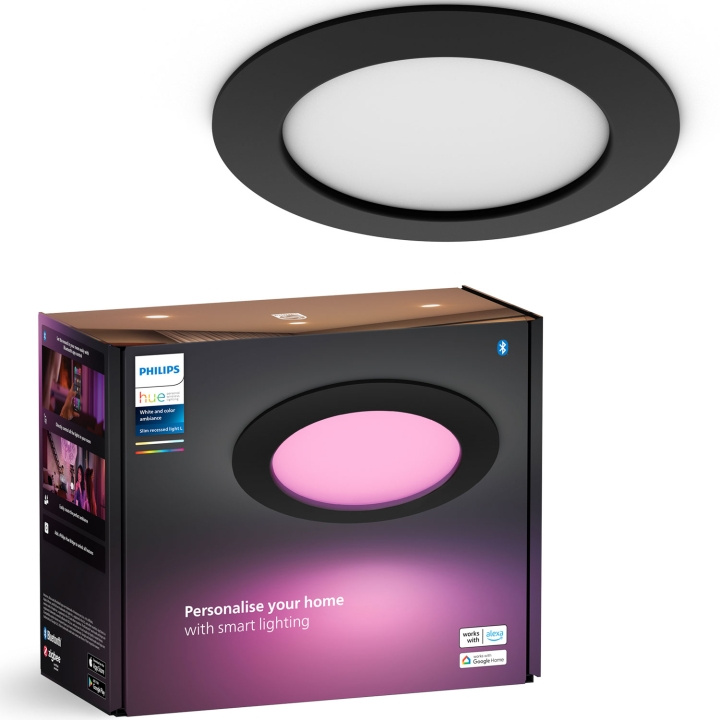 Philips Hue Slim Downlight L 170mm White and Color Ambiance Svart 1-pack ryhmässä KODINELEKTRONIIKKA / Valaistus / Kattolamput @ TP E-commerce Nordic AB (C74719)