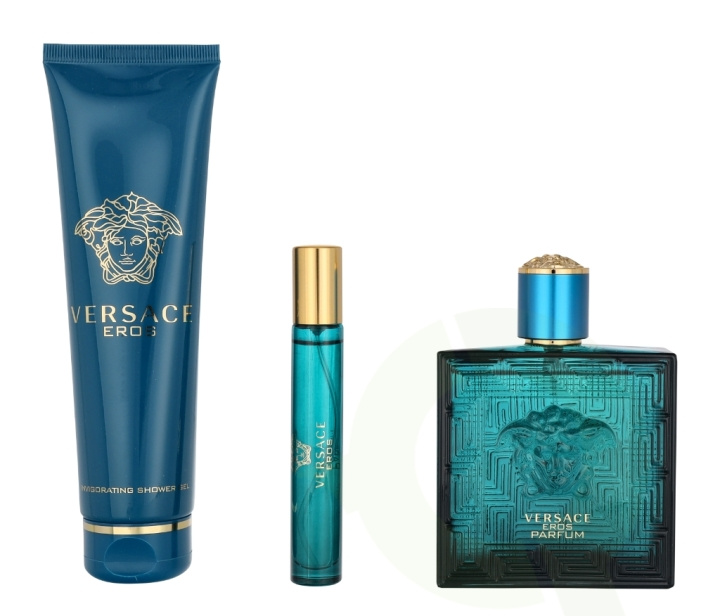 Versace Eros Pour Homme Giftset 260 ml Parfum Spray 100ml/Body & Showergel 150ml/Parfum Spray 10ml ryhmässä KAUNEUS JA TERVEYS / Lahjapakkaukset / Miesten lahjapakkaukset @ TP E-commerce Nordic AB (C74800)