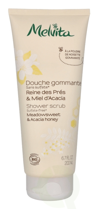 Melvita Shower Scrub 200 ml Meadowsweet & Acacia Honey ryhmässä KAUNEUS JA TERVEYS / Ihonhoito / Kehon hoito / Vartalovoide @ TP E-commerce Nordic AB (C75023)