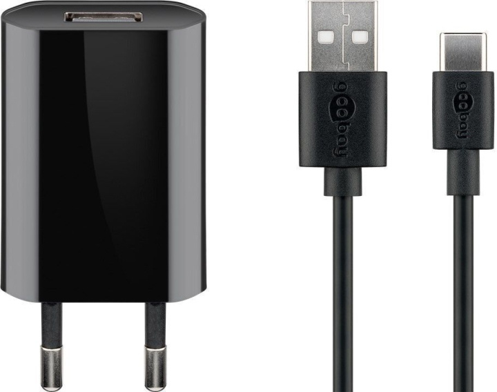 Goobay USB-C 5 W laturi + kaapeli, 1 m, musta ryhmässä ÄLYPUHELIMET JA TABLETIT / Laturit & Kaapelit / Seinälaturi / Seinälaturi Type C @ TP E-commerce Nordic AB (C75164)