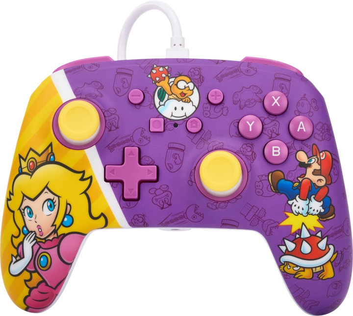 PowerA Enhanced Wired Controller -peliohjain, Princess Peach Battle, Switch ryhmässä KODINELEKTRONIIKKA / Pelikonsolit & Tarvikkeet / Nintendo Switch / Tarvikkeet @ TP E-commerce Nordic AB (C75380)