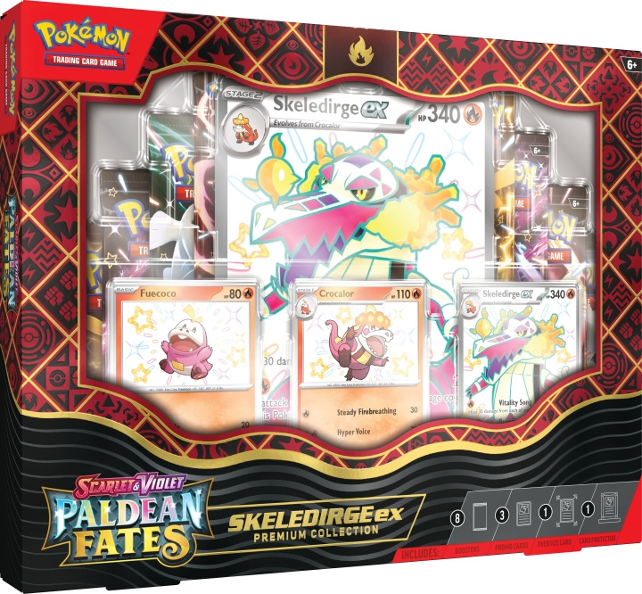 POKEMON Scarlet & Violet 4.5: Paldea Fates Premium Collection -keräilykorttisetti, Skeledirge ex ryhmässä LELUT, TUOTTEET LAPSILLE JA VAUVOILLE / Leikkikalut, Askartelu &Pelit / Lelut @ TP E-commerce Nordic AB (C75407)