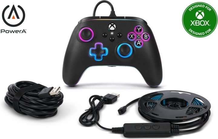 PowerA Lumectra Advantage Wired Controller -langallinen peliohjain, musta + RGB LED-nauha, Xbox / PC ryhmässä KODINELEKTRONIIKKA / Pelikonsolit & Tarvikkeet / Xbox Series X @ TP E-commerce Nordic AB (C75413)