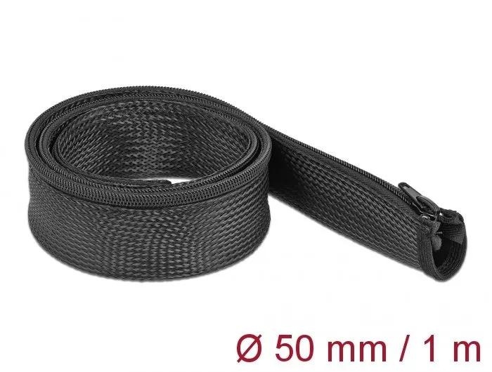 DeLOCK Braided Sleeve with zip fastener heat-resistant 1 m x 50 mm ryhmässä KODINELEKTRONIIKKA / Kaapelit & Sovittimet / Kaapelinhallinta @ TP E-commerce Nordic AB (C75530)