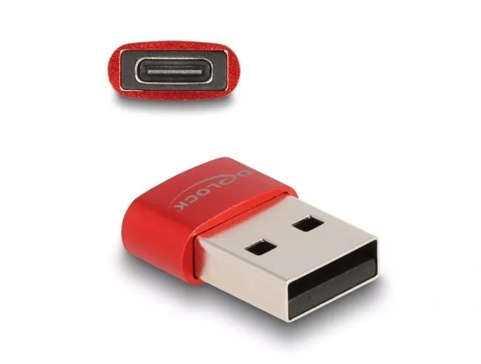 DeLOCK USB 2.0 Adapter USB Type-A male to USB Type-C™ female red ryhmässä TIETOKOONET & TARVIKKEET / Kaapelit & Sovittimet / USB / USB-A @ TP E-commerce Nordic AB (C75534)