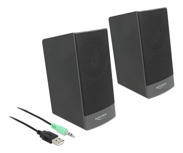 DeLOCK Stereo 2.0 PC Speaker 3.5 mm stereo jack male USB powered ryhmässä TIETOKOONET & TARVIKKEET / Tietokonetarvikkeet / Kaiuttimet @ TP E-commerce Nordic AB (C75541)